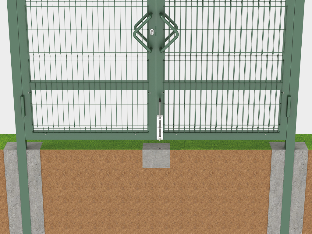 Монтаж с бетoнированием столбов (глубина — 1 500 мм).